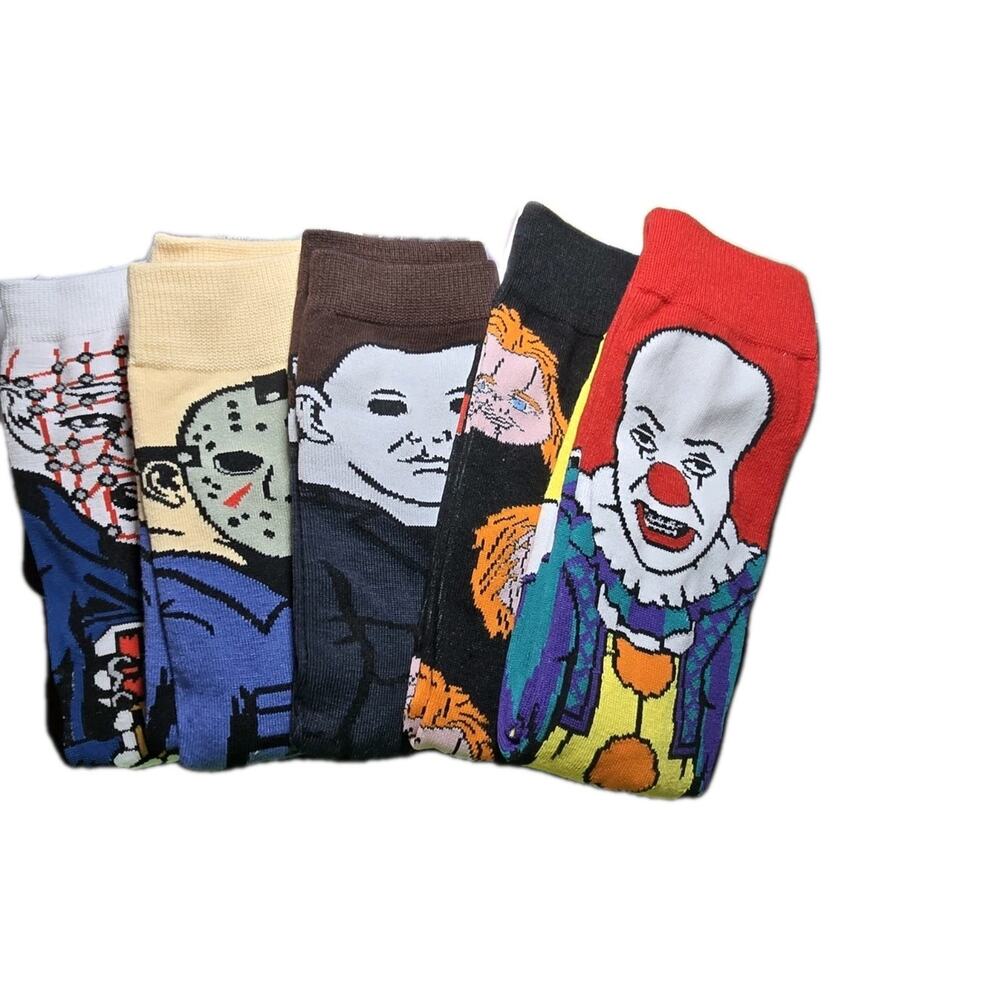 Set of 5 Halloween Horror Socks One Size Fits Most
